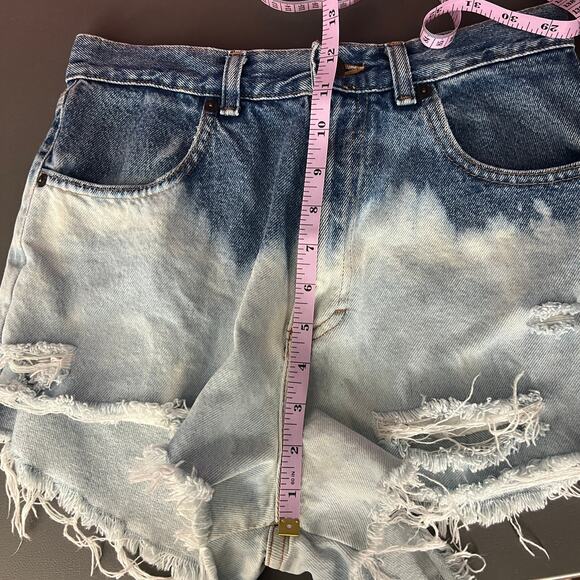 Abercrombie & Fitch Y2K Vtg Dip Dye High Rise Cut Off Denim Shorts 8 Distressed - Picture 6 of 9